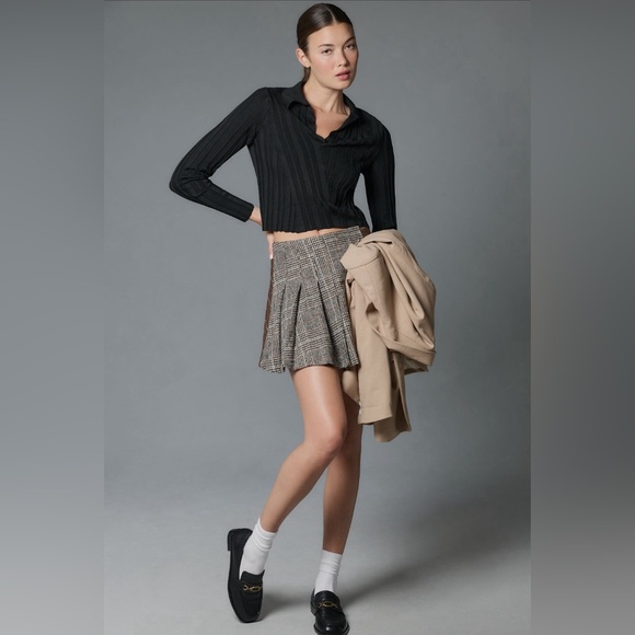 ✨NWT✨ Anthropologie Maeve Ribbed V-Neck Polo Sweater Black Size XS - Picture 2 of 8